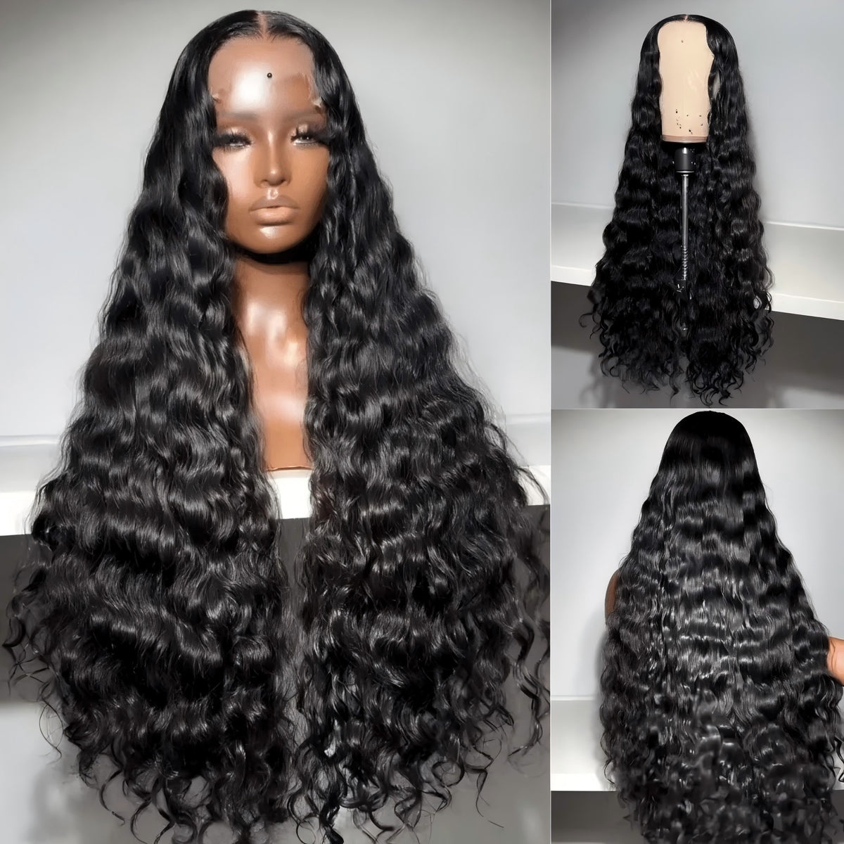 PRE-CUT EAR TAB 360 Lace “Mini-Knotless” Swiss Lace With Invisible Adjustable Strap - Natural Wave