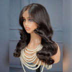 5x5 Transparent Lace Closure Glueless Body Wavy with Curtain Bangs Wig