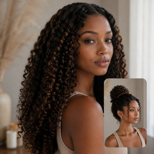 370 Fitted Cap Swiss Lace Burmese Kinky Curly Highlight Wig With Invisible Adjustable Strap