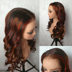 370 Fitted Cap 2.0 Precut Swiss Lace Ginger Highlight Wig Invisible Adjustable Strap