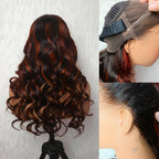 370 Fitted Cap 2.0 Precut Swiss Lace Ginger Highlight Wig Invisible Adjustable Strap