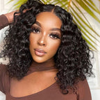 Water Wave Bob Wig Lace Front Fake Scalp Wigs