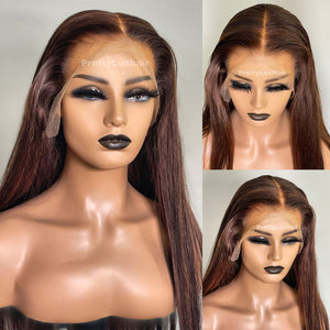 SUPER PRE-PLUCKED INVISIBLE SCALP BROWN LACE WIG STRAIGHT