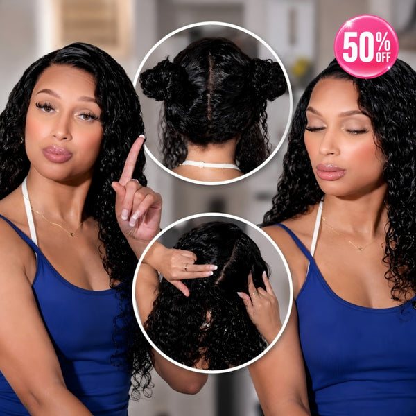 Water Wave Full Lace Fake Scalp Wigs