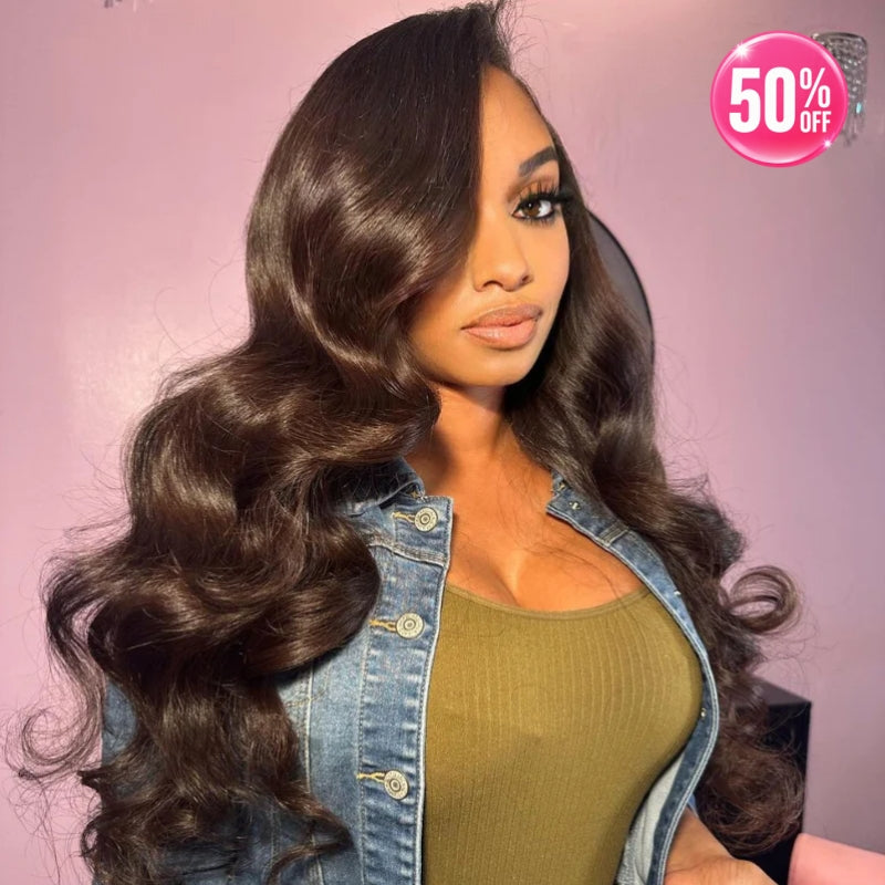 13x4/13x6 Transparent Lace Pre-plucked Brown Color Body Wave Human Hair Wig