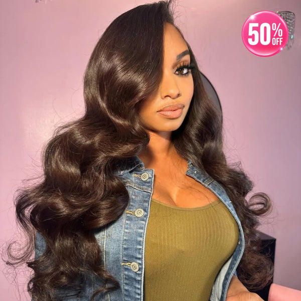 13x4/13x6 Transparent Lace Pre-plucked Brown Color Body Wave Human Hair Wig