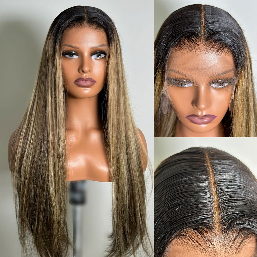 "Mini Knotless"13X6 SUPER Pre-Plucked Custom Hairline Highlight Straight Wig