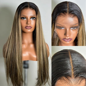 "Mini Knotless"13X6 SUPER Pre-Plucked Custom Hairline Highlight Straight Wig