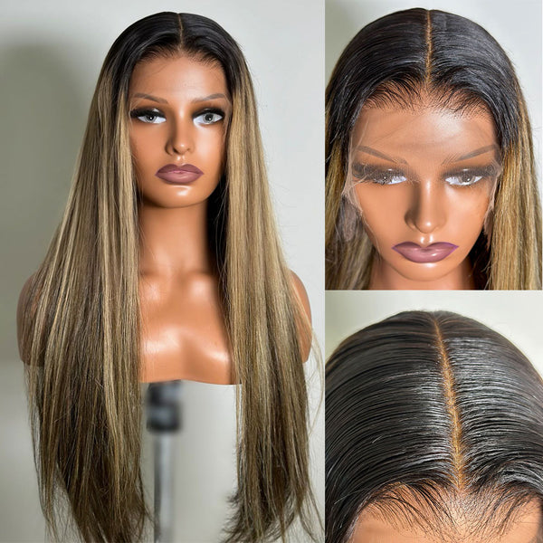 "Mini Knotless" FAKE SCALP 13X6 SUPER Pre-Plucked Custom Hairline Silky Straight Wig