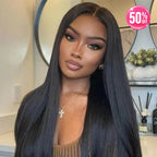 "Mini Knotless" 13x6 HD Lace Super Pre-Plucked Hairline High Density Wig - Light Yaki Straight