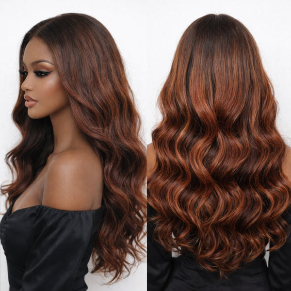 5X5/13X6 HD Lace Wig Ginger Brown Highlight Body Wave