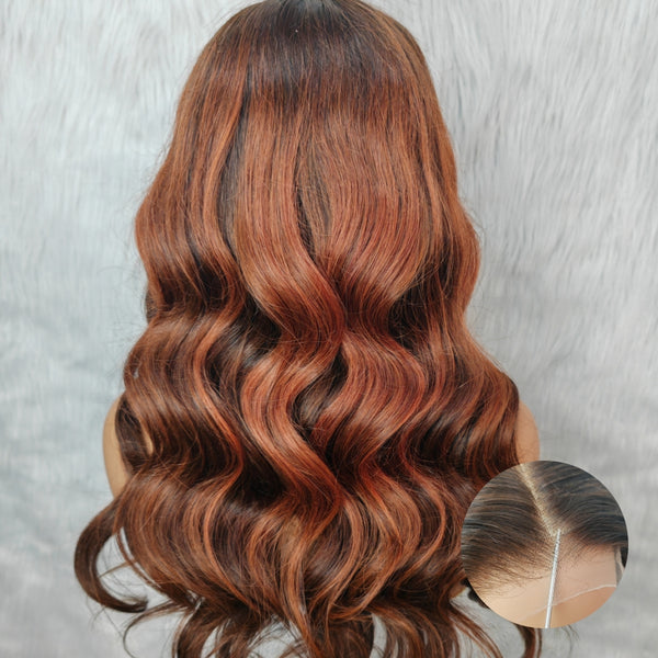 5X5/13X6 HD Lace Wig Ginger Brown Highlight Body Wave