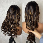 13x6 Fitted Cap Glueless HD Lace Ombre Highlight Wavy Wig