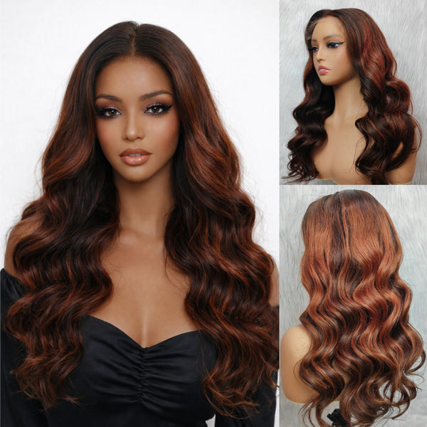 5X5/13X6 HD Lace Wig Ginger Brown Highlight Body Wave