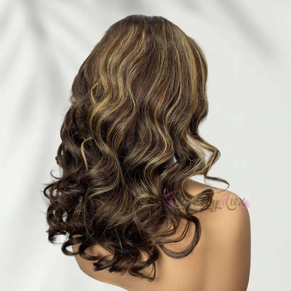 Light Brown Highlight Lace Front Wavy Bob Fake Scalp Wigs