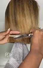 Ombre Honey Blonde Layered 13X6 Lace Front Pre-plucked Hairline Bob Wig