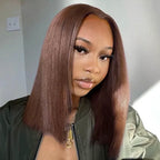"Mini Knotless" 13x6 HD Lace Super Pre-plucked Hairline Chocolate Brown 250% Density Wig - Bob