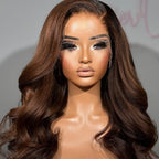 Brown Highlights 13x6 Fitted Cap Glueless HD Lace Super Pre-Plucked Custom Hairline Yaki Wave Wig
