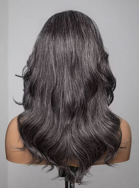 【Lux Customization】Grey Wig Salt and Pepper 13X6 Swiss Lace Front Layered Wavy Wig