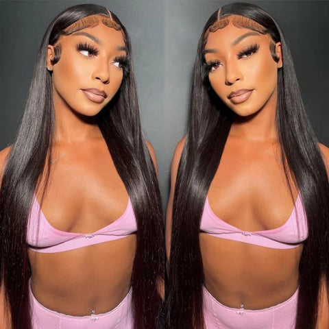 13x6 Full Frontal Drawstring  Pre-Cut Swiss Lace Closure Wig - Straight