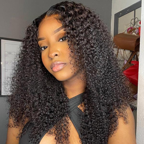 370 Fitted Cap Swiss Lace Kinky Curly With Invisible Adjustable Strap