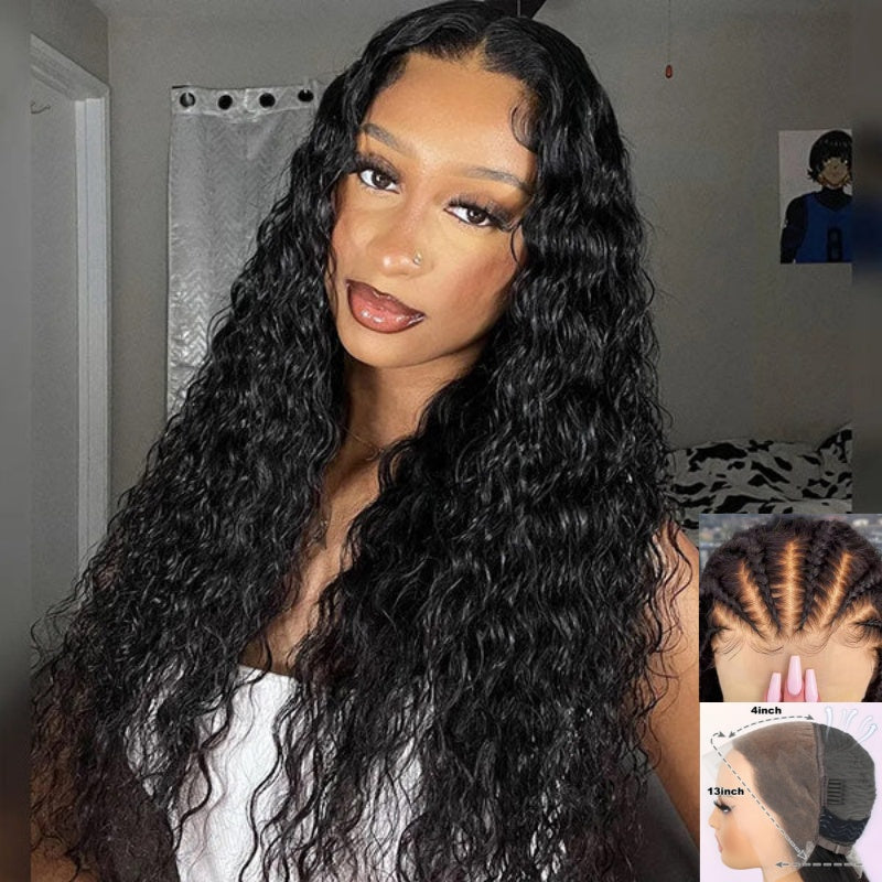 "Mini Knotless" 13x4 Full Frontal HD Lace Pre-plucked Hairline Wig - Water Wave