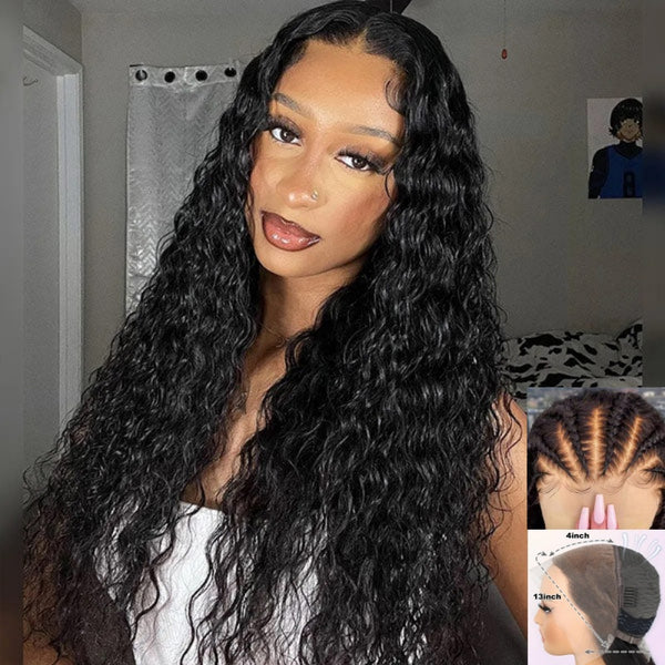 "Mini Knotless" 13x4 Full Frontal HD Lace Pre-plucked Hairline Wig - Water Wave