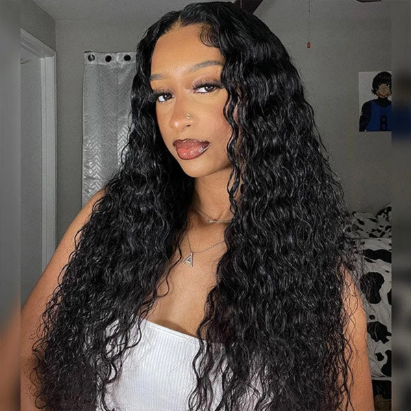 "Mini Knotless" 13x4 Full Frontal HD Lace Pre-plucked Hairline Wig - Water Wave