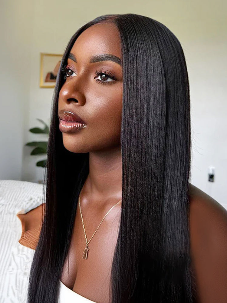 "Mini Knotless" 13x6 HD Lace Super Pre-Plucked Hairline High Density Wig - Light Yaki Straight