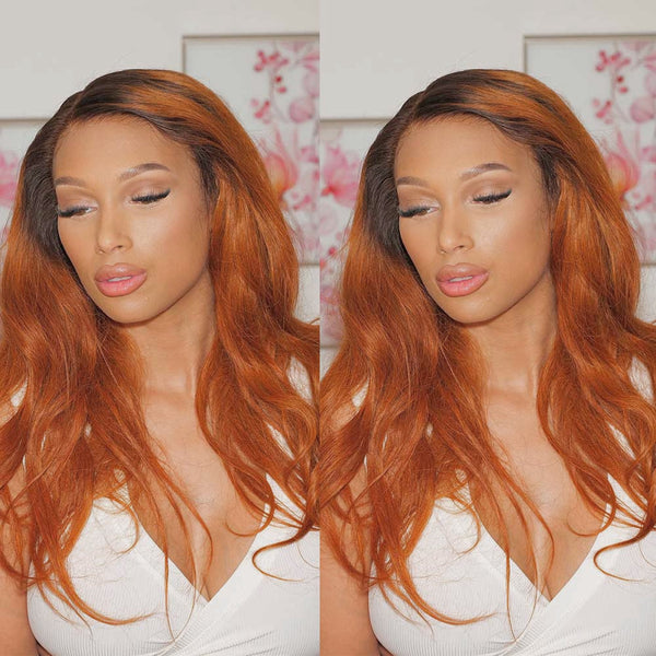 SUPER Pre-Plucked Hairline Swiss Lace Ombre GINGER Body Wave Lace Wig