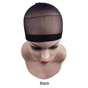 2 Pieces/Pack Stretch Mesh Wig Cap - black