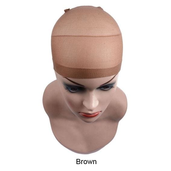 2 Pieces/Pack Stretch Mesh Wig Cap - brown
