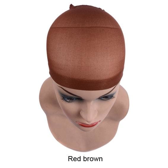 2 Pieces/Pack Stretch Mesh Wig Cap - red brown