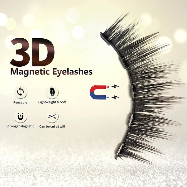 OHSHEELA 10 Pairs Magnetic Eyelashes and Eyeliner Set Glue-free Eyelash