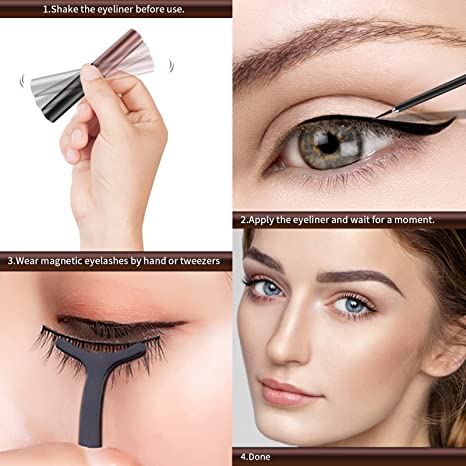 OHSHEELA 10 Pairs Magnetic Eyelashes and Eyeliner Set Glue-free Eyelash