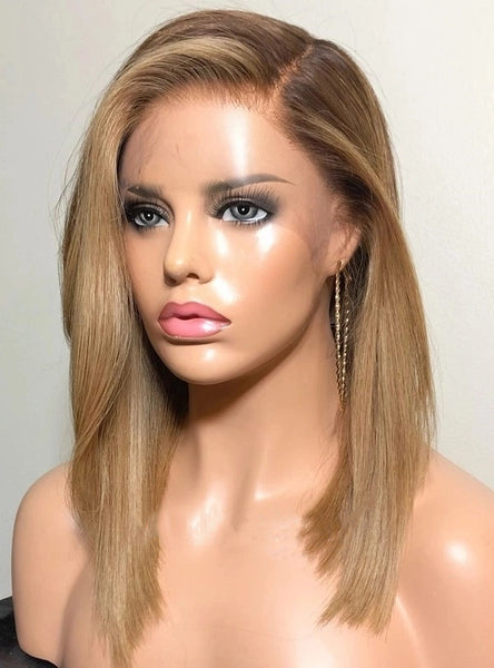 SUPER Pre-Plucked Hairline Straight Honey Blonde with Highlights  Lace Wig
