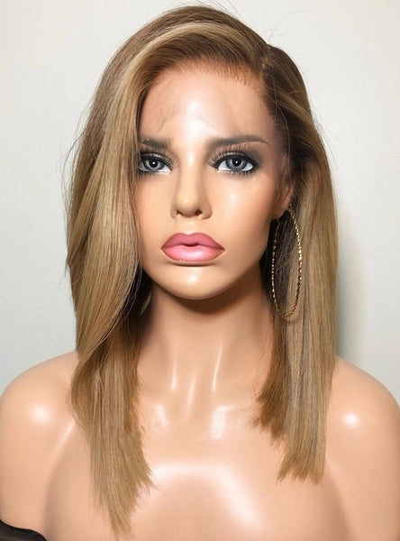 SUPER Pre-Plucked Hairline Straight Honey Blonde with Highlights  Lace Wig