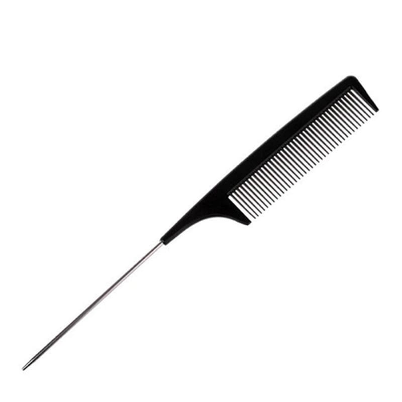 Anti-static Hair Style Metal Rat Tail Comb - Black