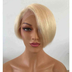 Blonde Pix Cut Lace Front Bob Wigs