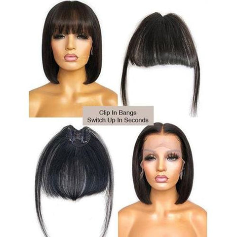 Clip In Bang Human Hair Air Bang - Natural Black