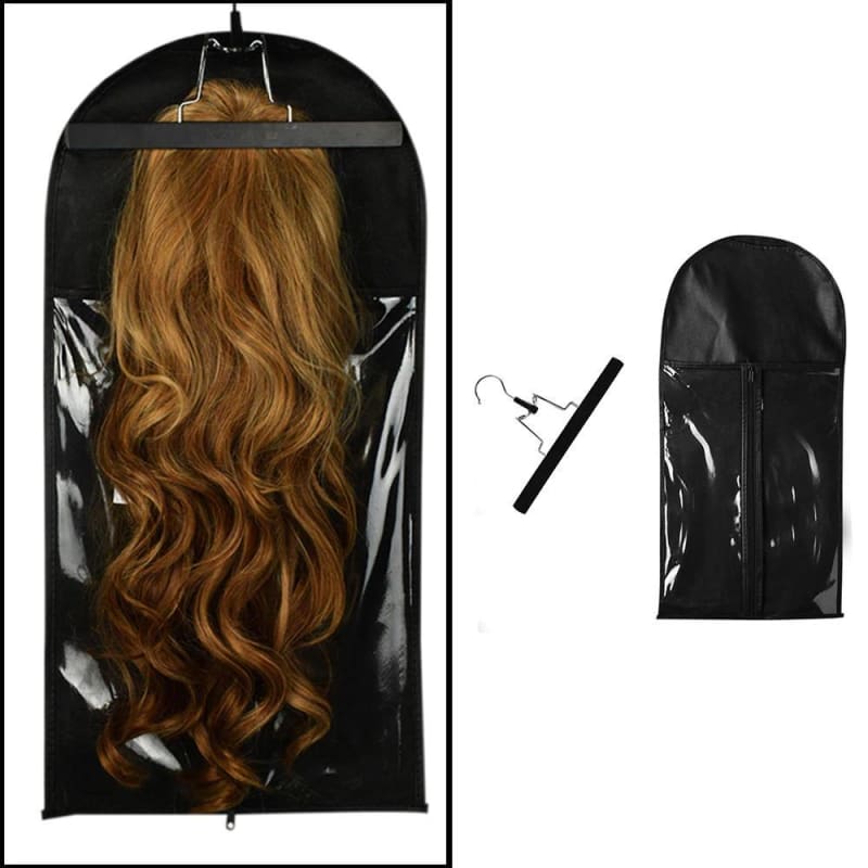 Hair Extension Storage Bag Wig Storage Bag Hanger Strong Holder - Black