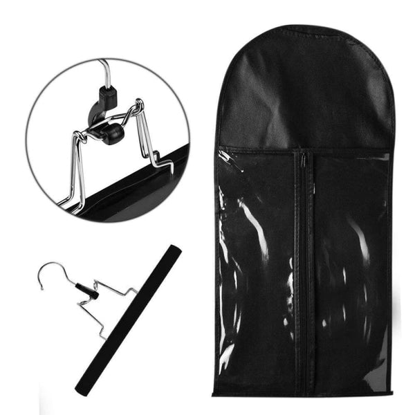Hair Extension Storage Bag Wig Storage Bag Hanger Strong Holder - Black