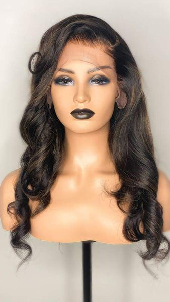 Highlight Body Wave Full Fake Scalp Lace Wig