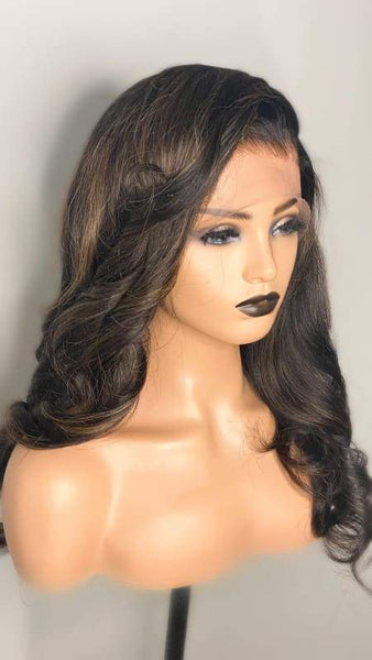 Highlight Body Wave Full Fake Scalp Lace Wig