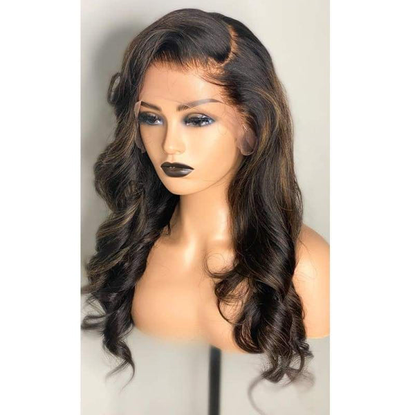 Highlight Body Wave Full Fake Scalp Lace Wig