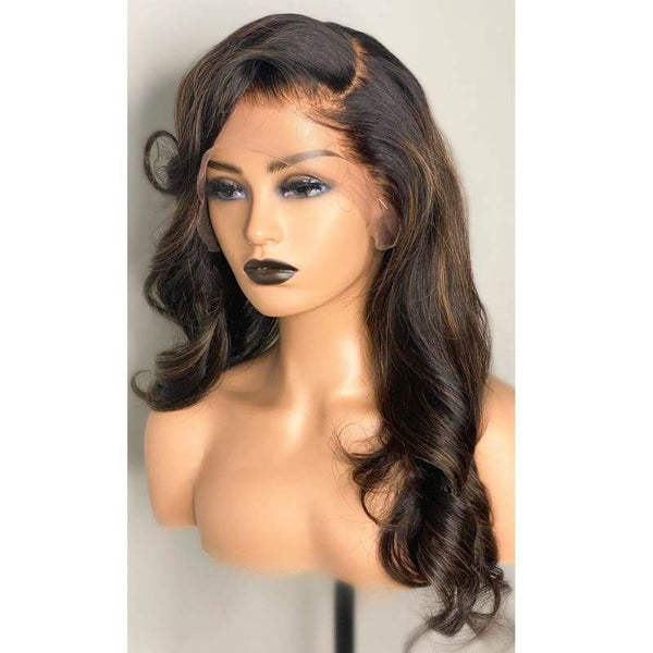 Highlight Body Wave Full Fake Scalp Lace Wig