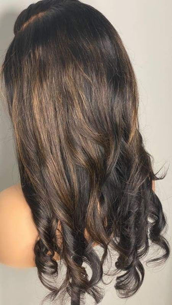 Highlight Body Wave Full Fake Scalp Lace Wig