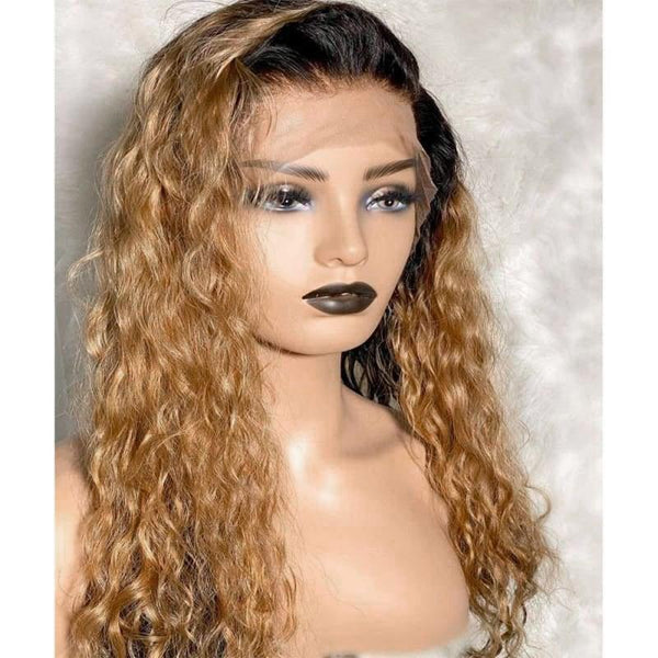 Honey Blonde Highlight Loose Wave Lace Frontal Wigs