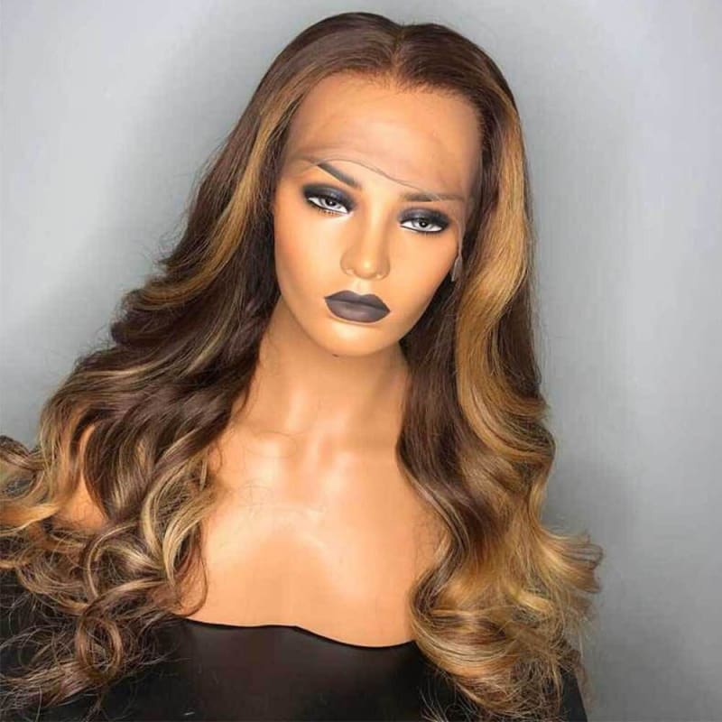 Honey Blonde Ombre Body Wave 360 Lace Frontal Wigs