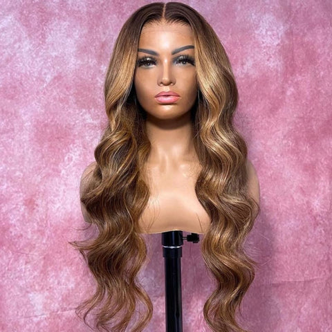 Honey Blonde Precolored Body Wave Lace Frontal Wig